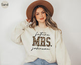 Leopard Future Mrs, Cute Engagement Shirts, Custom Future Mrs. Shirt,Custom Last name Shirt