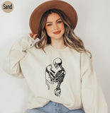 Skeleton Sweatshirt,Skeleton And Cat Hoodie,Gifts For Cat Lovers Shirts,Skeleton Love,Cat Lady,Cat Mom,Cat Clothing,Cat Dad,Cat Tees