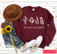 Treat People With Kindness Sweatshirt,  Cute Fall Sweatshirts for Women, Minimal Shirt Gifts for Women - Girls, Clothe Design, C5003
