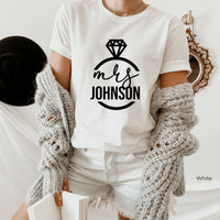 Mrs Johnson Shirt, Gift for Bride, Mrs Last Name Shirt, Mrs Shirt, Mrs Custom Shirt, Custom Last Name Shirt, Mrs Last Name, C5752