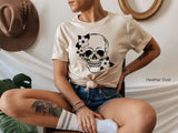 Halloween Skull Shirt,Skull Flower Shirt,Floral Skull Shirt,Goth Shirt,Skull T-Shirt,Skeleton Top,Funny Skulls Tee,Halloween Gift,C6143