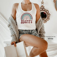 Retro Style Shirt,Rainbow Shirt,Boho Shirt,Think  Be Happy,Vintage Tee, Motivational Shirt, Happy TeeC6138