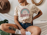 Retro Style Shirt,Rainbow Shirt,Boho Shirt,Think  Be Happy,Vintage Tee, Motivational Shirt, Happy TeeC6138