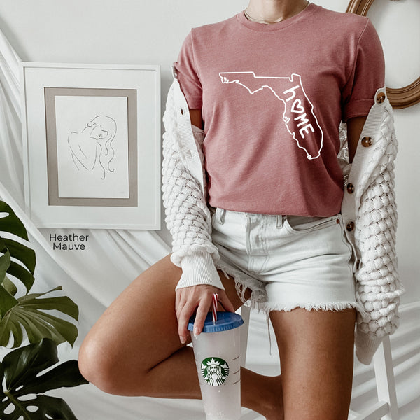 Florida Tshirt, Florida Home Tee, Soft Florida Tshirt, Florida Home Tshirt, Florida Travel T-Shirt, Outline of Florida Shirt, C5589