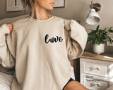 Love Sweatshirt, Love Heart Sweatshirt, Heart Arm Patches, Cute Valentine's Sweater, Teacher Valentine's Shirt, Mom Valentine's,C6167