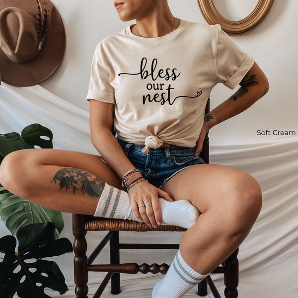 Bless Our Nest Shirt, Bless Our Nest Shirt, Farmhouse Shirt, Spring Tshirt, Women Shirt, Farmhouse Shirt, Tshirt With Sayings, C5784